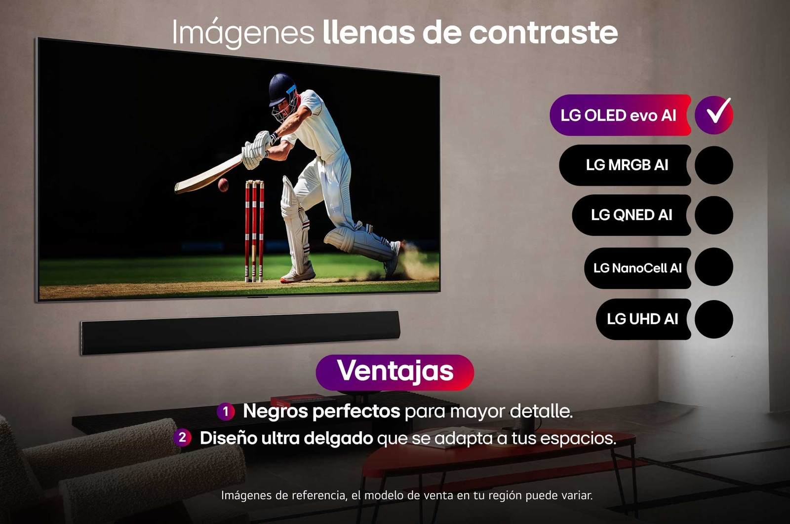 imágenes llenas de contraste  Smart TV LG OLED evo AI G5 4K.